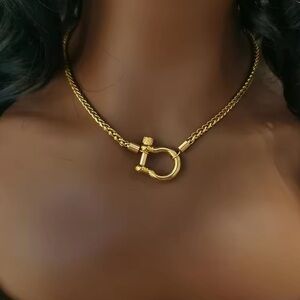 18k Gold Plated  Stainless Steel choker Necklace - All Gold